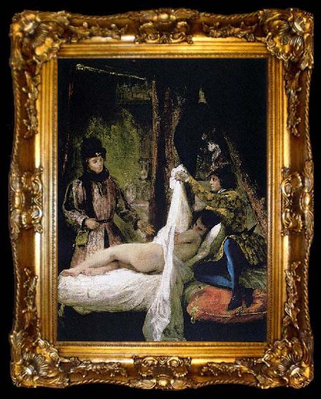 framed  Eugene Delacroix Louis of Orleans Unveiling his Mistress,, ta009-2